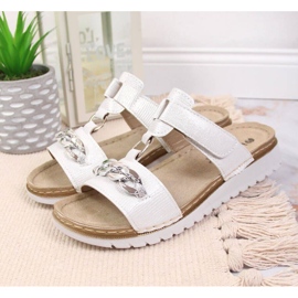 Klapki na rzep z łańcuchem połyskujący Inblu W ARC11 biały białe 2