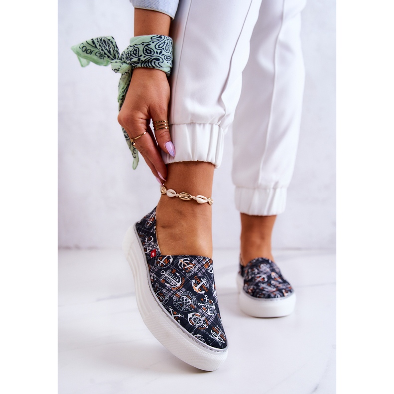 Damskie Tenisówki Slip On Memory Foam Big Star JJ276012 Czarne 1