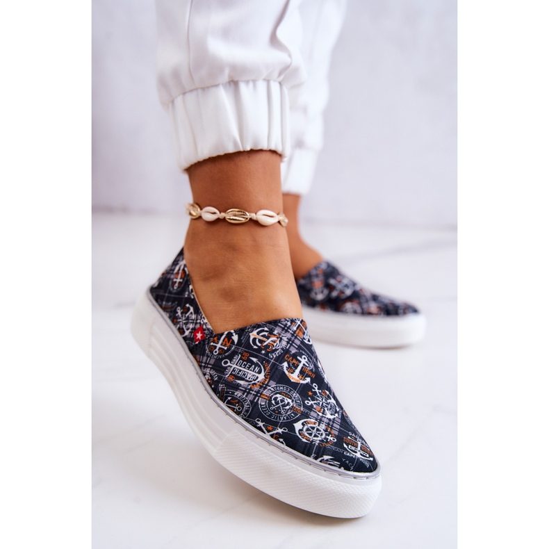 Damskie Tenisówki Slip On Memory Foam Big Star JJ276012 Czarne 2