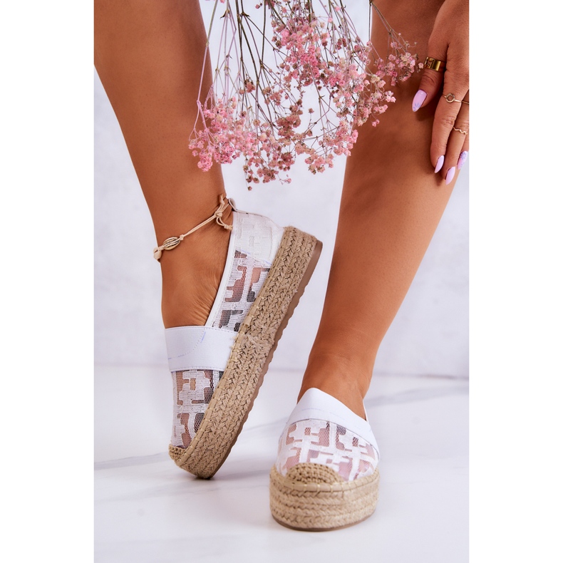 FE1 Damskie Wsuwane Espadryle Białe Berkaley 2