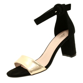 Sandały Na Słupku Czarno-Złote Evento 20SD98-1617 czarne złoty 3