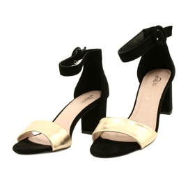 Sandały Na Słupku Czarno-Złote Evento 20SD98-1617 czarne złoty 2