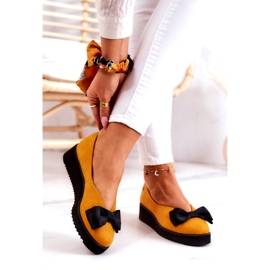 Zamszowe Baleriny Na Platformie Maciejka 05062-07 Żółte 2