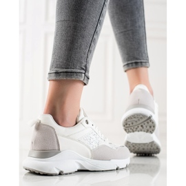 Renda Stylowe Sneakersy beżowy białe srebrny 1