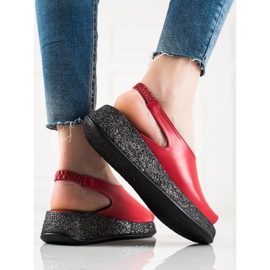 TRENDI Sandały Na Brokatowej Platformie czerwone 1