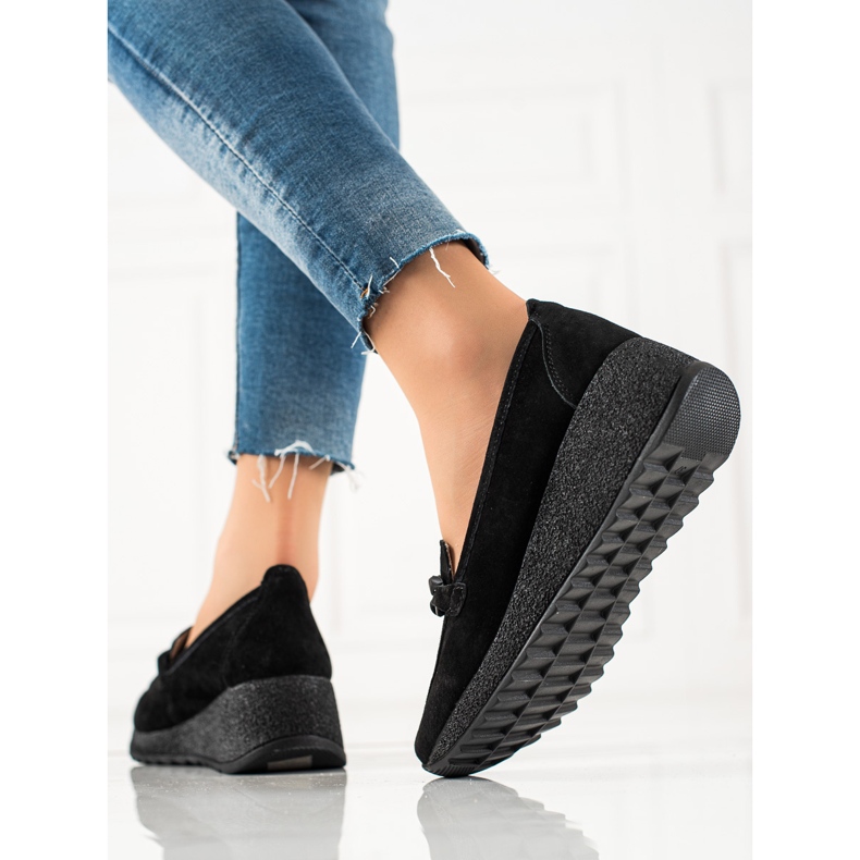 Filippo Skórzane Półbuty Na Platformie czarne 1