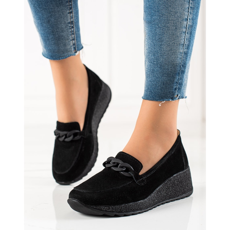 Filippo Skórzane Półbuty Na Platformie czarne 2