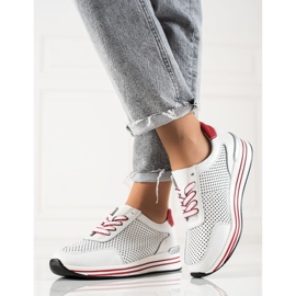 Ażurowe Sneakersy VINCEZA białe czerwone 2