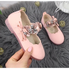 Baleriny na rzep z kwiatami Vinceza Jr JAN99B różowe 1