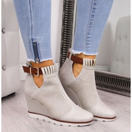 Sneakersy na koturnie ażurowe Filippo W PAW117A beżowe beżowy 2