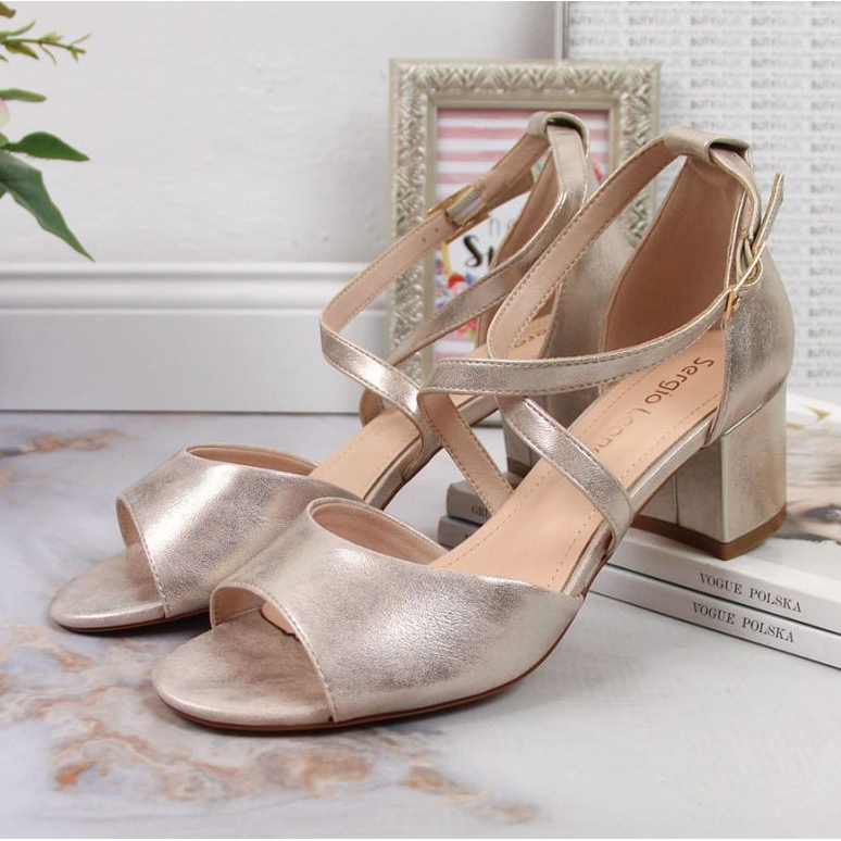 Sandały na słupku Sergio Leone W SK367B złote złoty 2