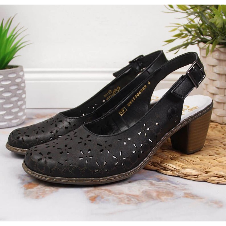 Sandały ażurowe Rieker W RKR531 czarne 2