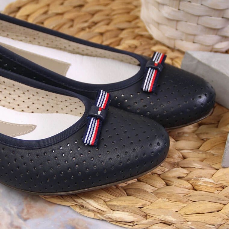 Baleriny ażurowe Rieker W RKR532 granatowe 2