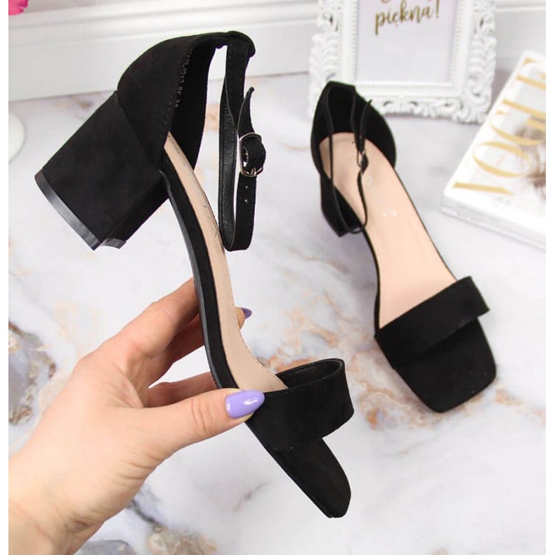 Sandały na słupku Vinceza W JAN107A czarne 1