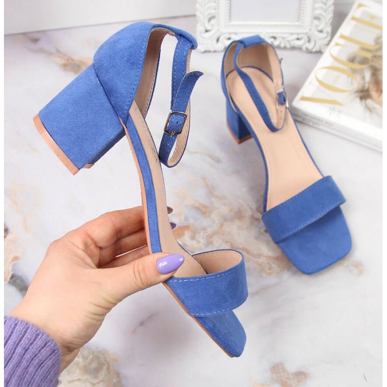 Sandały na słupku Vinceza W JAN107B niebieskie 1