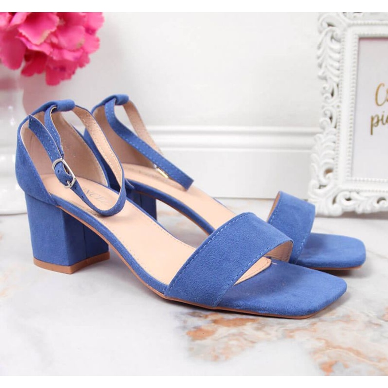 Sandały na słupku Vinceza W JAN107B niebieskie 2