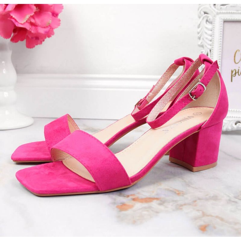 Sandały na słupku Vinceza W JAN107C różowe 2