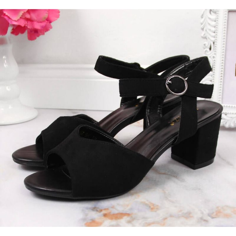 Sandały na słupku Vinceza W JAN113A czarne 2