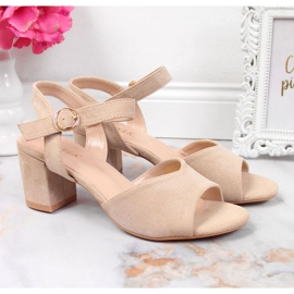 Sandały na słupku Vinceza W JAN113B beżowe beżowy 2