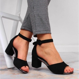 Sandały na słupku Vinceza W JAN96B czarne 2