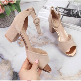 Sandały na słupku Vinceza W JAN96D beżowe beżowy 1