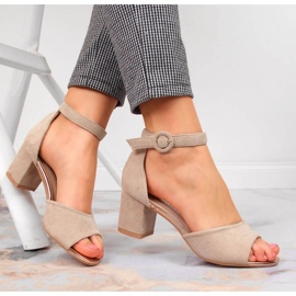 Sandały na słupku Vinceza W JAN96D beżowe beżowy 2