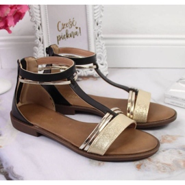 Sandały rzymianki Potocki W WOL73A czarne złoty 2