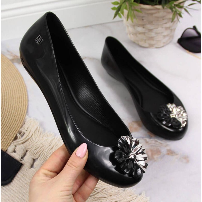 Baleriny meliski z kwiatkiem Zaxy W INT1712 czarne 1