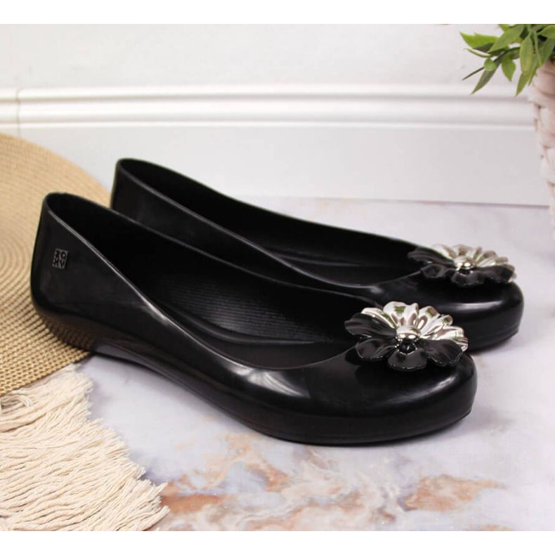 Baleriny meliski z kwiatkiem Zaxy W INT1712 czarne 2