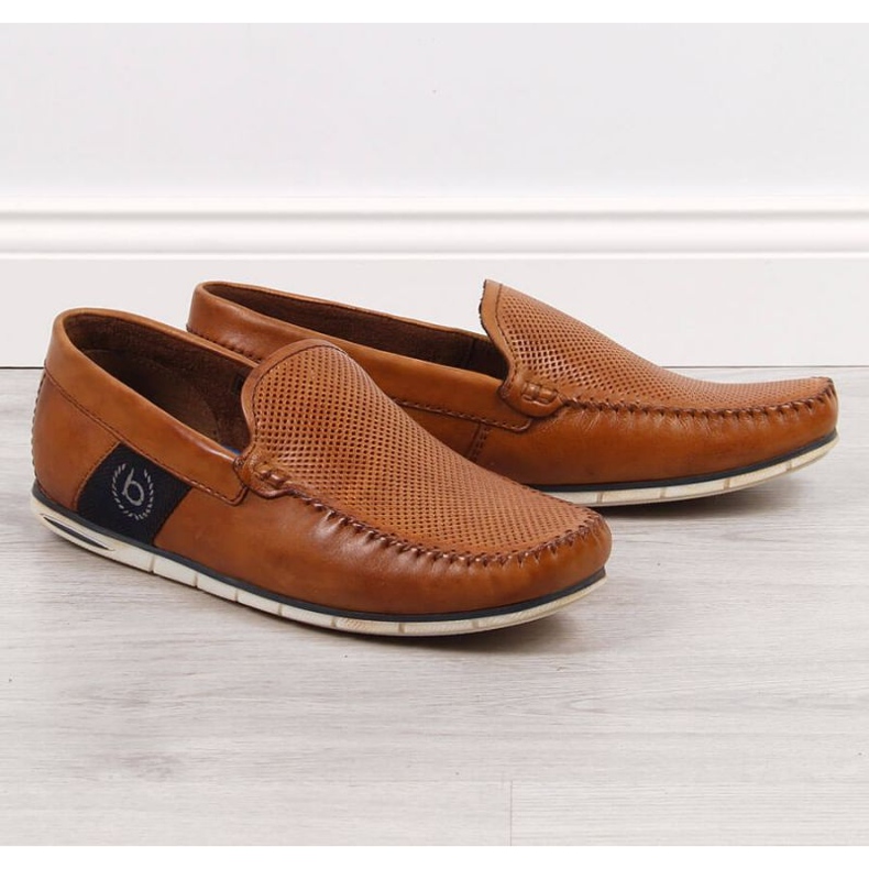 Mokasyny skórzane Bugatti JJ153094 brązowe 1