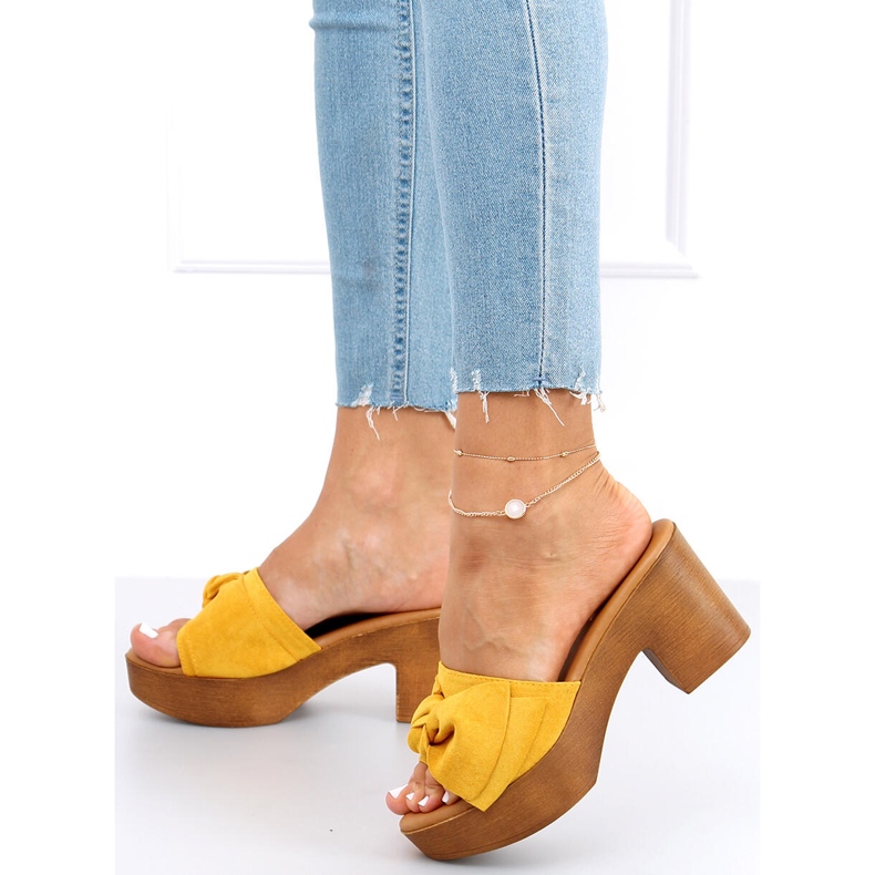 Klapki ala drewniaki Zeri Yellow żółte 1