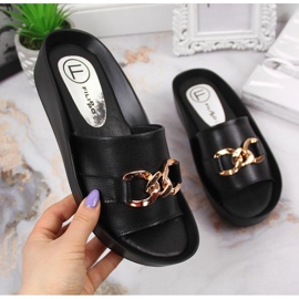 Klapki skórzane z łańcuchem Filippo W PAW345A czarne 1