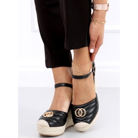 Sandały na koturnie Aika Black czarne 2