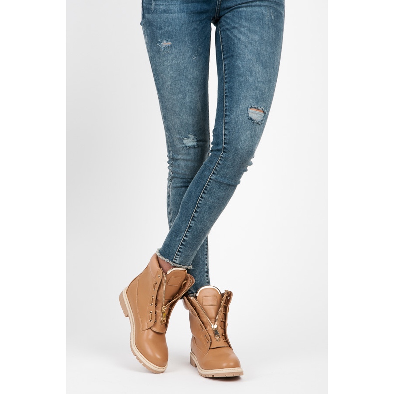 Vices Stylowe Traperki Na Suwak brązowe 2