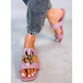 Klapki z łańcuchem Saud Purple różowe 1