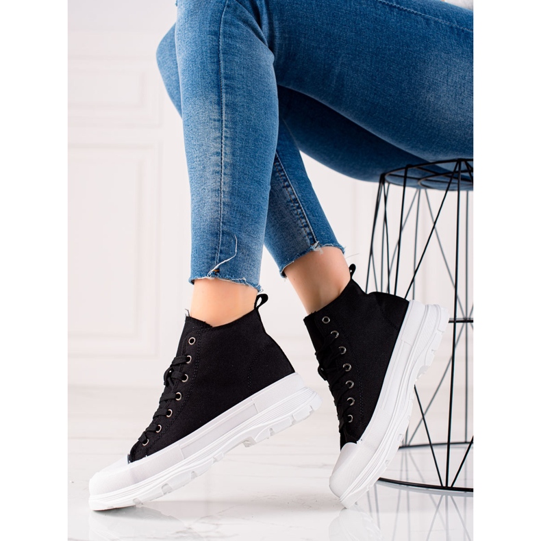 Forever Folie Czarne Trampki Na Platformie 1