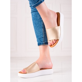 Encor Złote Klapki Na Platformie złoty 1