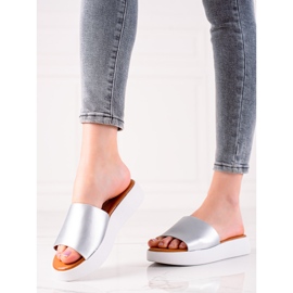 Encor Srebrne Klapki Na Platformie srebrny 1