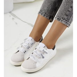 Białe sneakersy damskie Surrey czarne srebrny szare 1