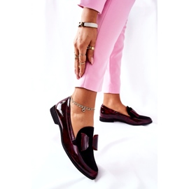 Damskie Półbuty Maciejka Lakierowane Loafery Marmurkowe Bordowe 04099-33/00-1 czarne czerwone 3