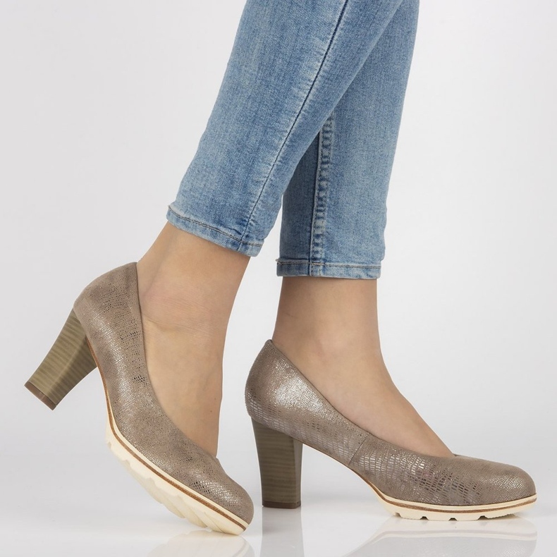 Czółenka Filippo DP172/18 Br brązowe beżowy 2