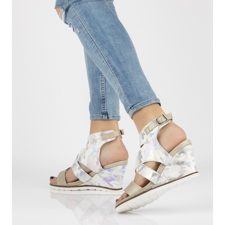 Sandały Filippo DS175/18 Sl srebrne srebrny szare wielokolorowe 1