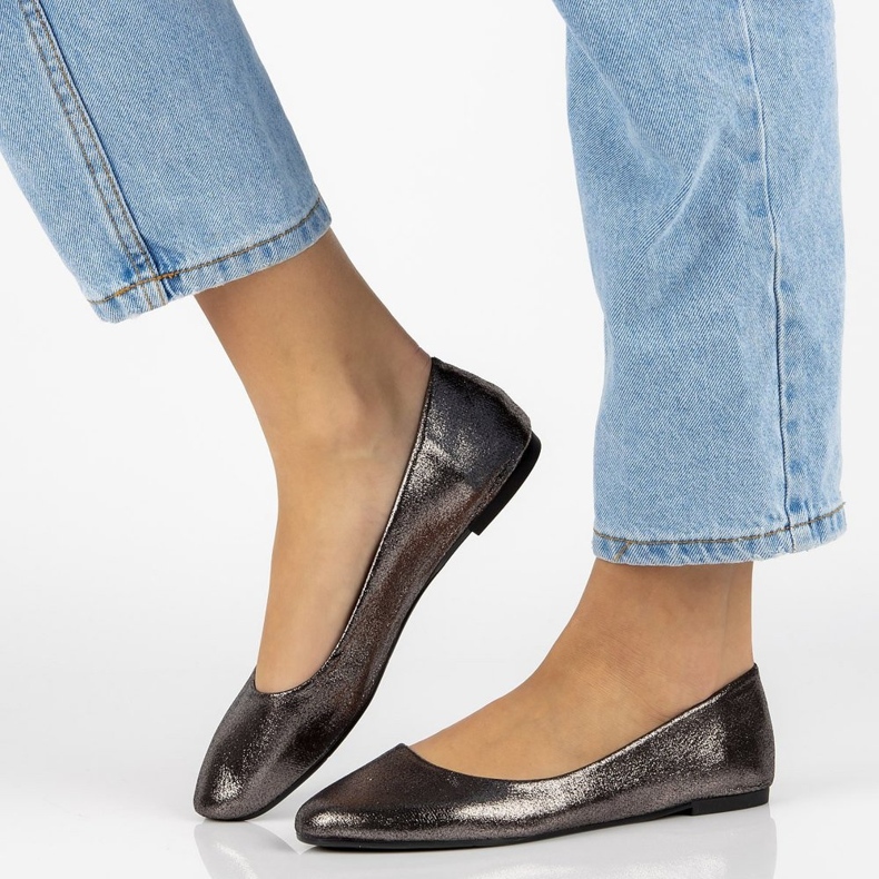 Baleriny Filippo DP795/19 Gf grafitowe szare 2