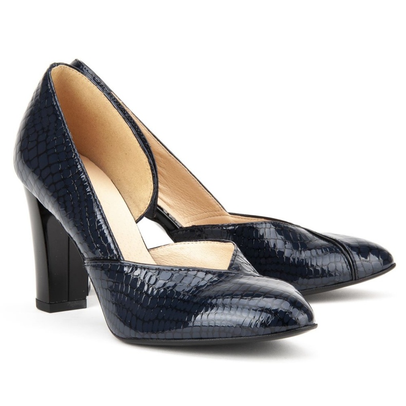 Czółenka Filippo F280 Granat Krokodyl granatowe 2