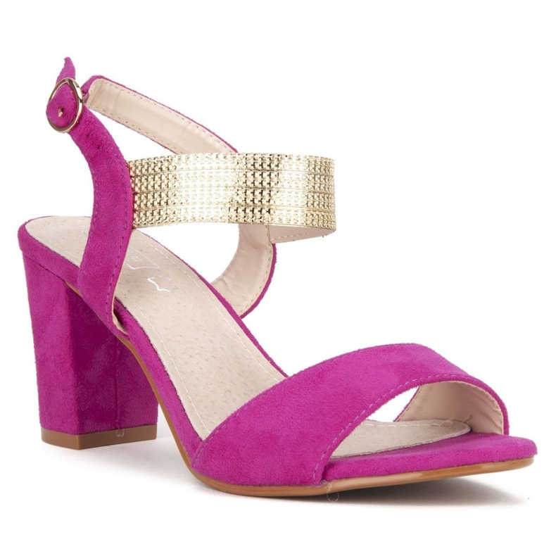 Sandały na obcasie Filippo DS817/20 Fh różowe 2