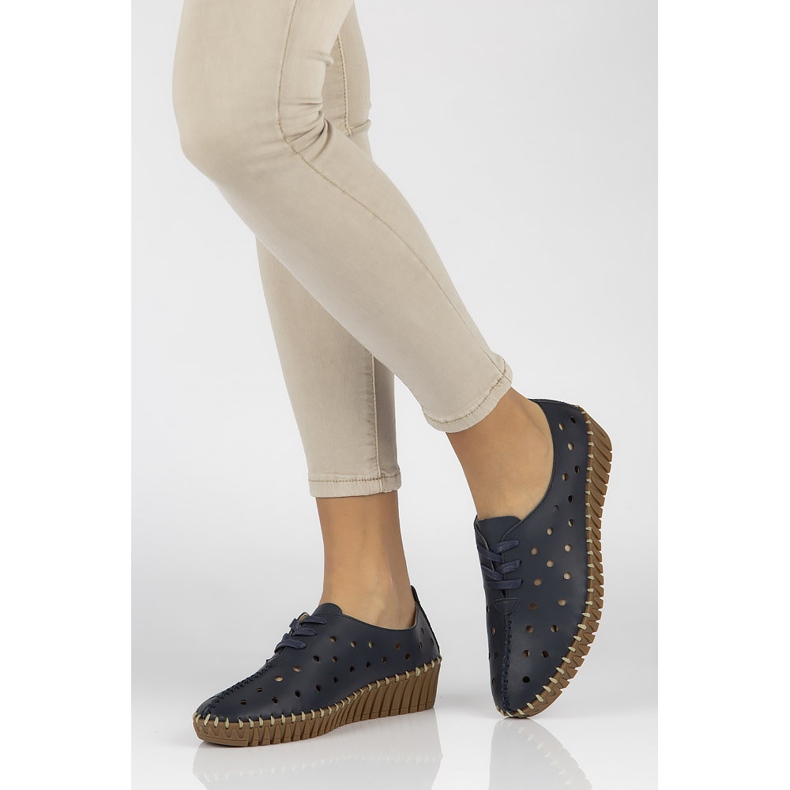 Skórzane półbuty Filippo DP1230/20 Nv granatowe 1