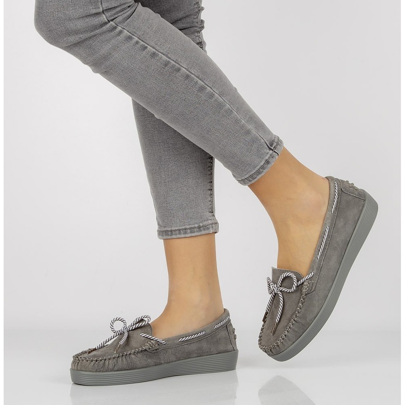 Skórzane półbuty Filippo DP1200/20 Gr szare 1