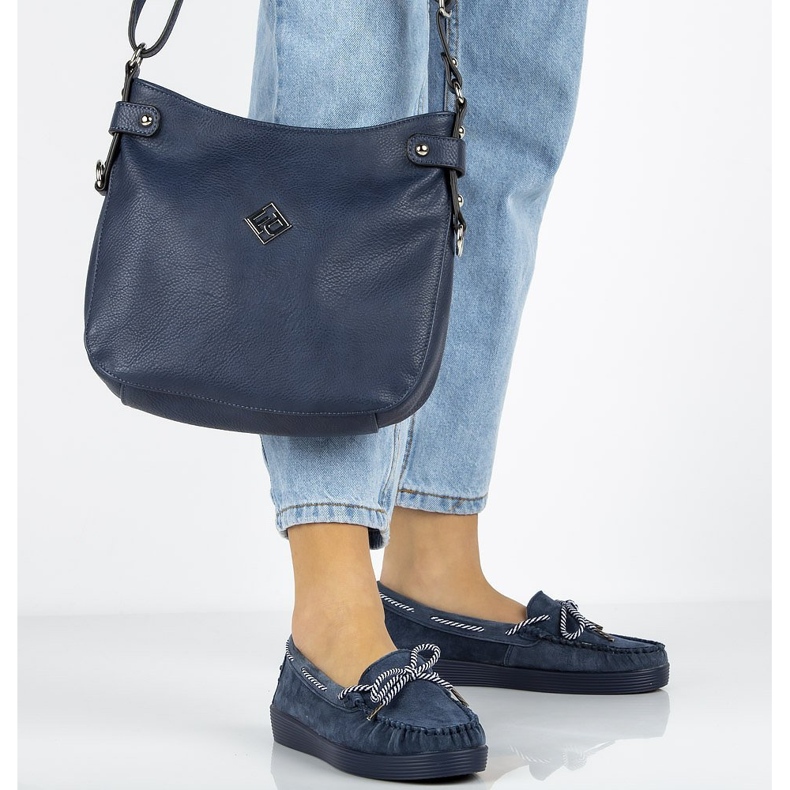 Skórzane Mokasyny Filippo DP1200/20 Nv granatowe 1