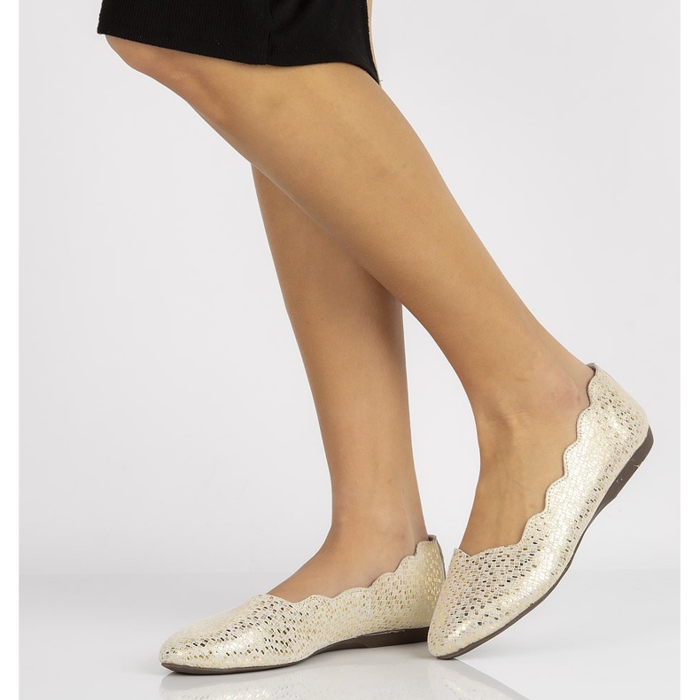 Skórzane baleriny Filippo DP1336/20 Go złote złoty żółte 1