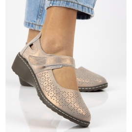 Skórzane półbuty Filippo DP1319/20 Go złote złoty 1